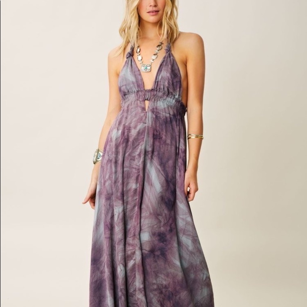 LoveShackFancy Green Tie-Dye Maxi Dress